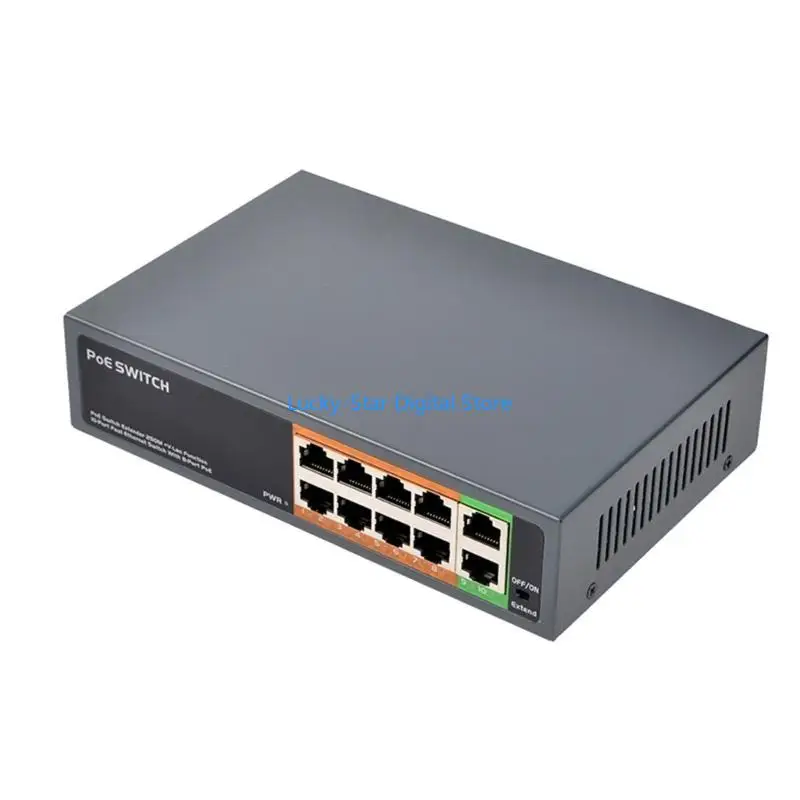 N7MC غير مُدارة 10 Port Gigabit Poe التبديل مع 8 Poe+ Port و 2 من منفذ الوصلة الصاعدة