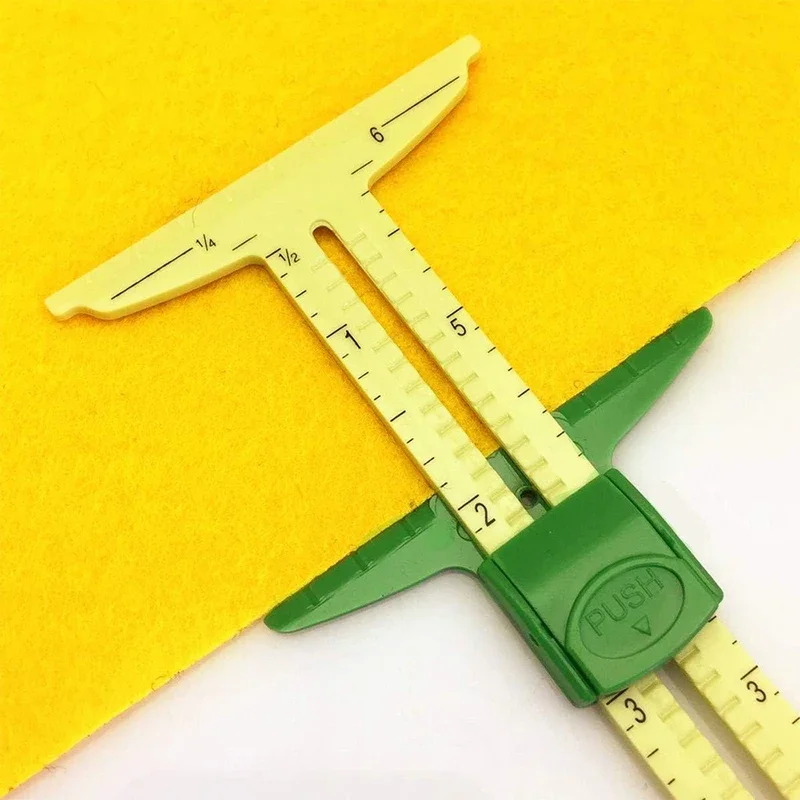 5-in-1 Sliding Gauge Measuring Tool Multifunctional Plastic Drawing Ruler Household Tailor\'s Patchwork Ruler Sewing Accessories