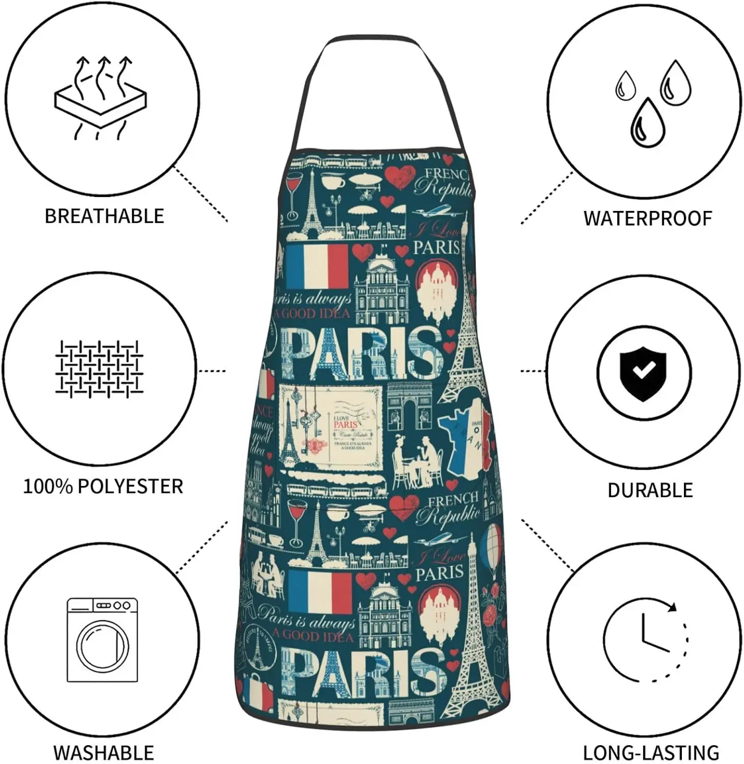 Fartuch kuchenny Paris Eiffel Tower Fartuch kuchenny do grillowania w domu Fartuch szefa kuchni Wodoodporne fartuchy dla kobiet i mężczyzn