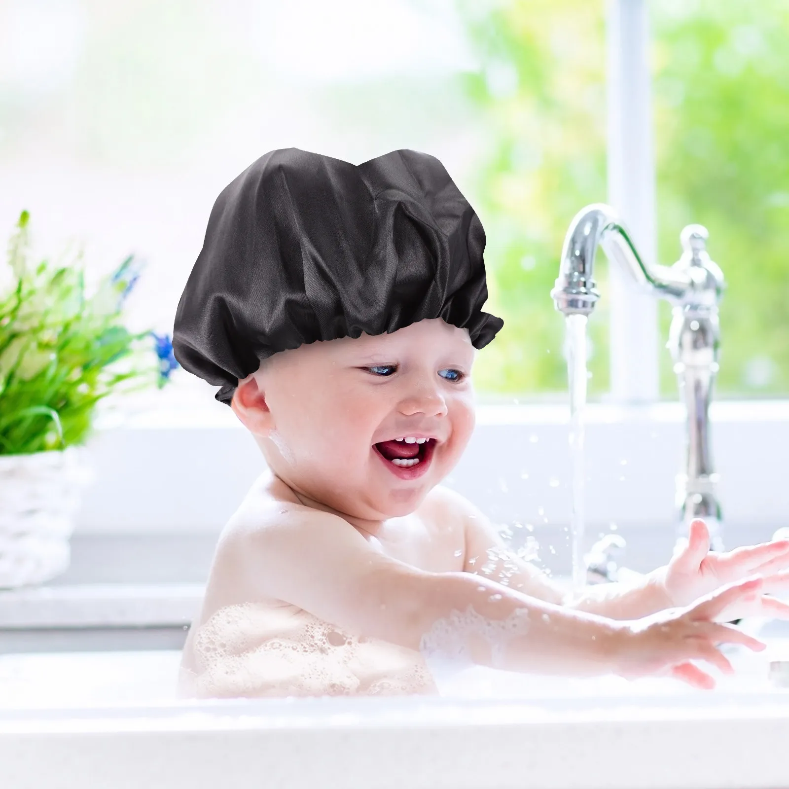 

Kids Elastic Sleeping Cap Shower Hat Bathing Hair Bonnet Night Sleep Hat Soft Adjustable Polyester Lightweight Shower Head Cover
