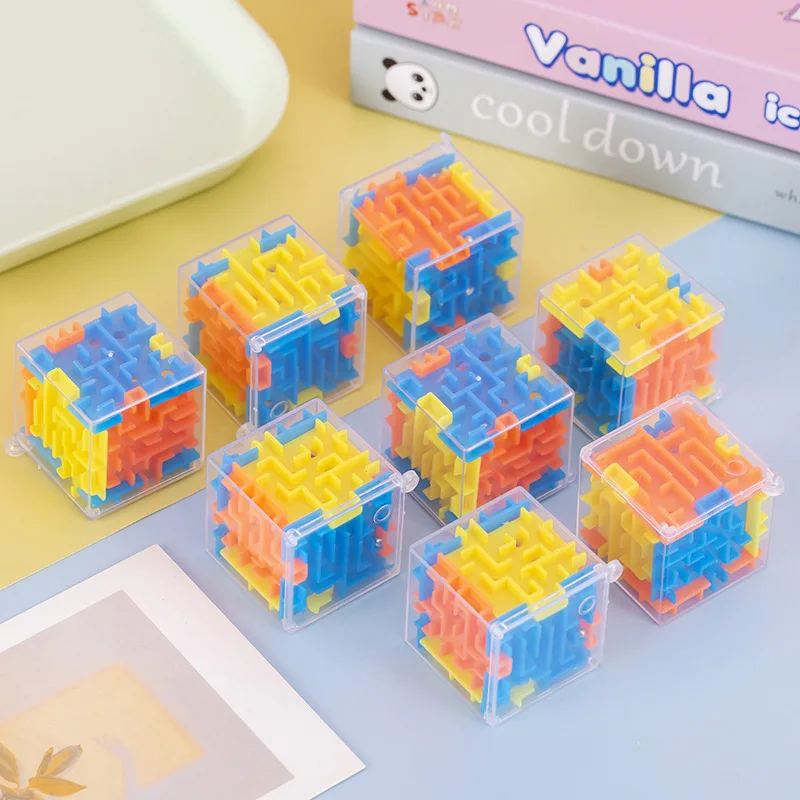 Mini Speed Cube Rolling Ball Game Cubos Maze Toys For Children Educational3D Maze Magic Cube Transparent Six-sided Puzzle