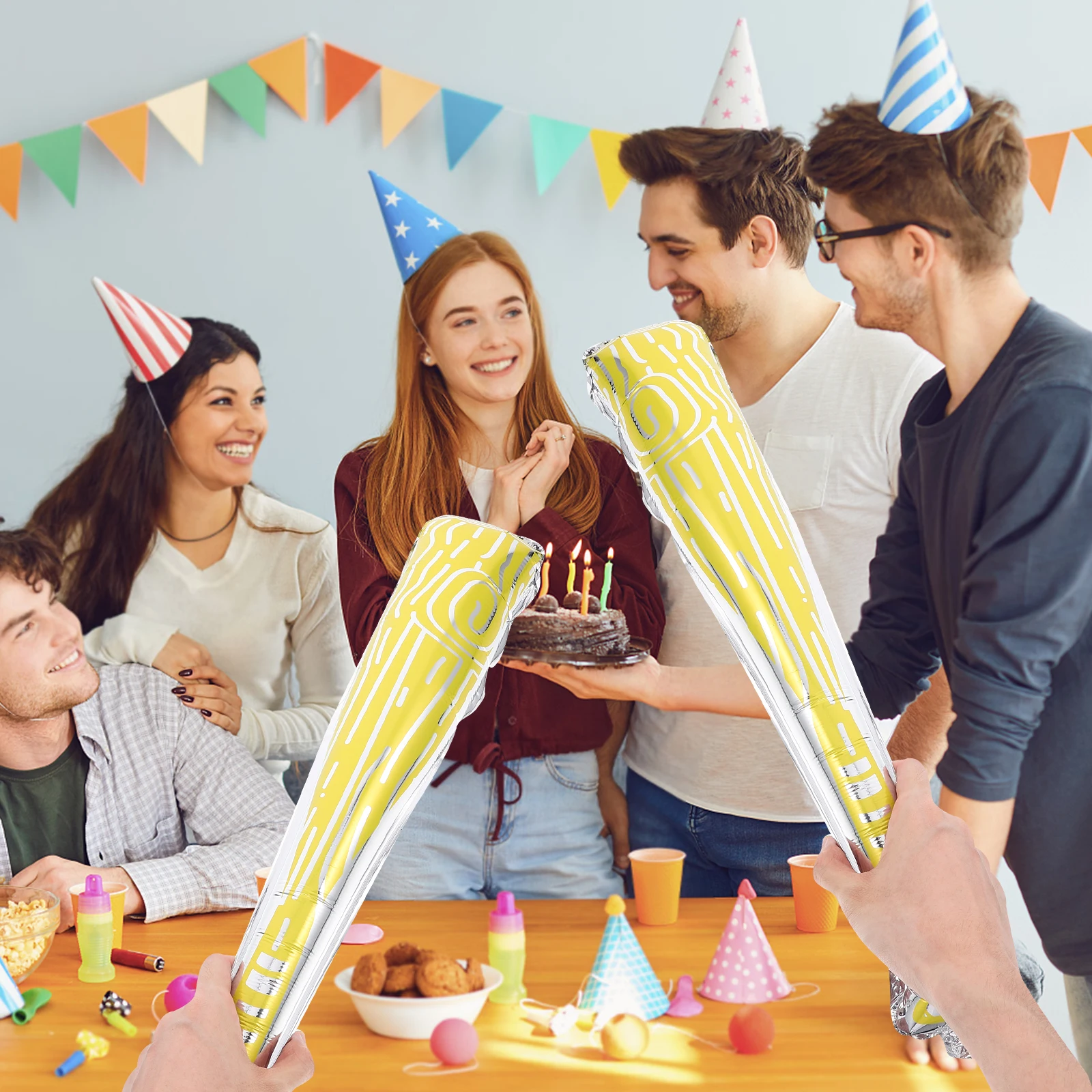 Ballon gonflable en forme de batte de Baseball, 10 pièces, gonflé des chauves-souris colorées, jouets créatifs pour petit bébé