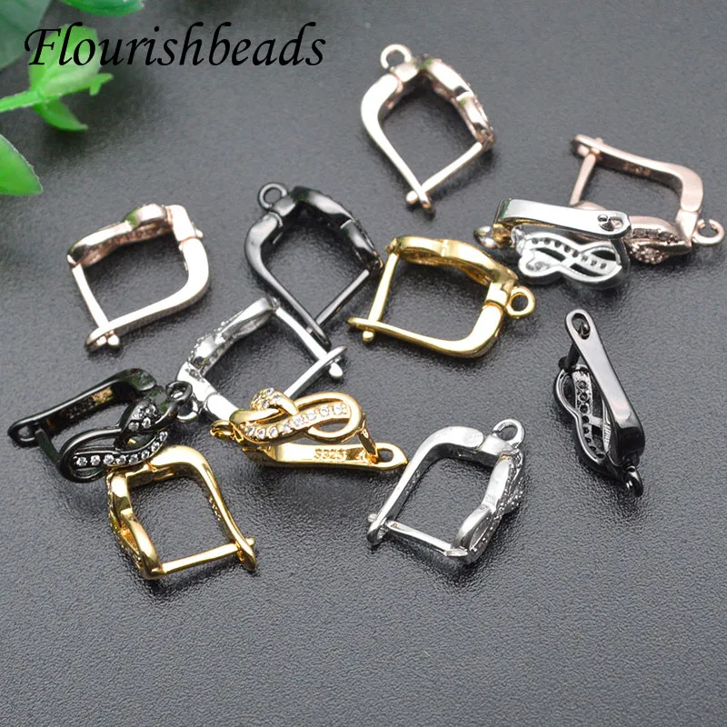 Muti Color High Quality Real CZ Beads Paved Musical Note Earring Hooks Clasp Ear Wire Accessories for Woman Jewelry Design