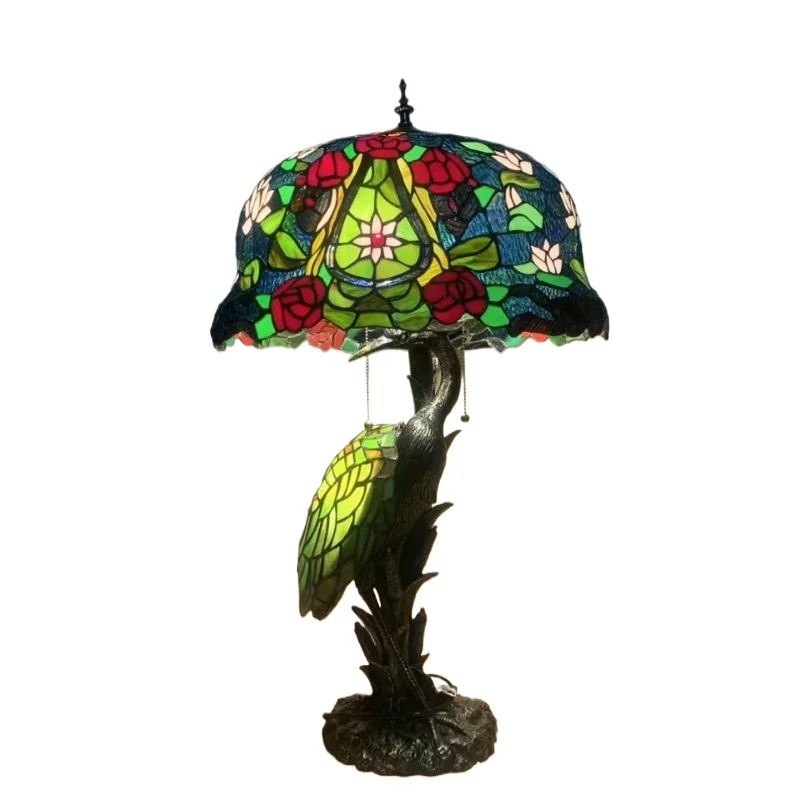 

Vintage European and American lamps, bedroom hotel bedside peacock base table lamps
