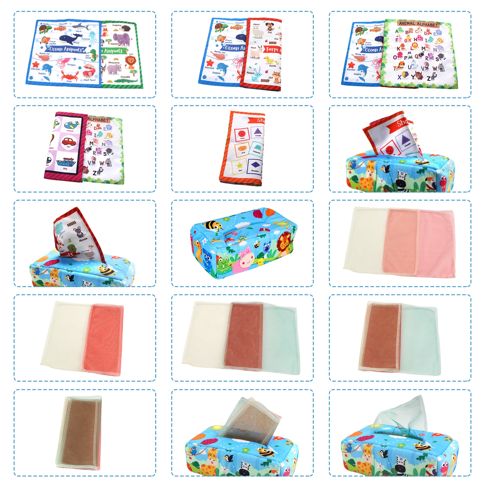 Baby Tissue Box Colorful Soft Sensory Toy For Toddler Finger Exercise Pumping Silk Scarf Gifts 0-18M Montessori Educational Toys