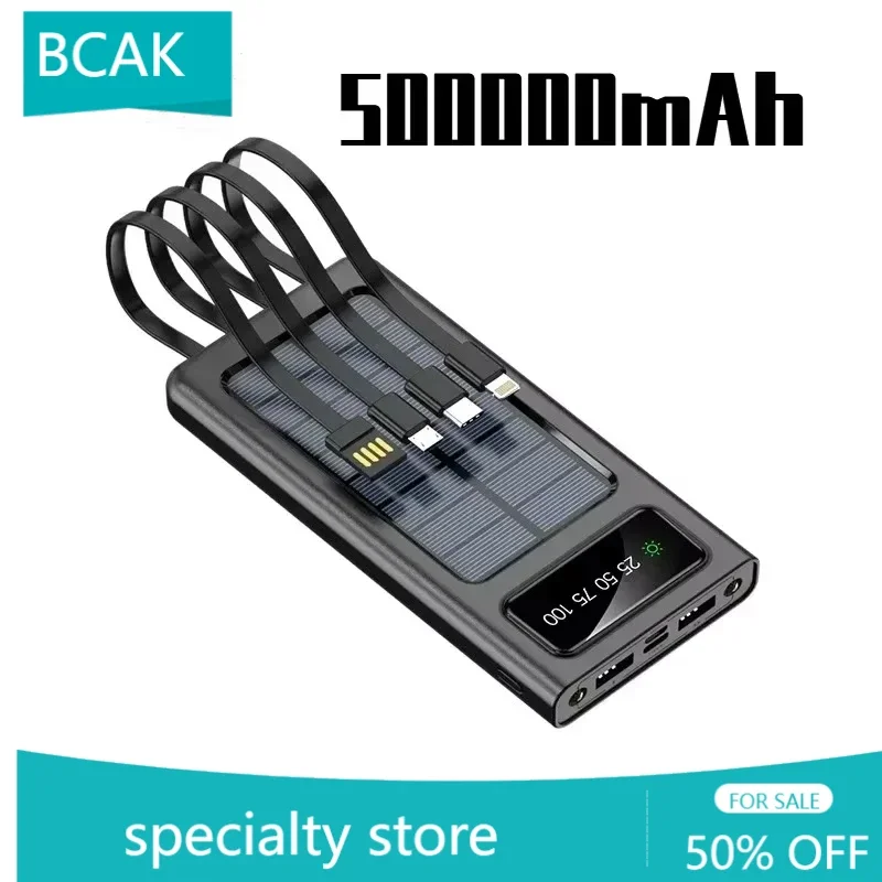 

BCAK 500000MAH 200000mAh 300000mAh Hot style PowerBank Convenient Ultra-thin Built-in Cable, Outdoor Camping Mobile Power Supply