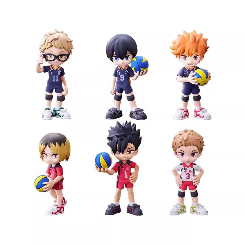 Haikyuu baru!! Kotak Buta Pvc Hinata Shoyo Tobio Kageyama Figur Aksi Buatan Tangan Ornamen Desktop Kotak Misteri Hadiah Animasi