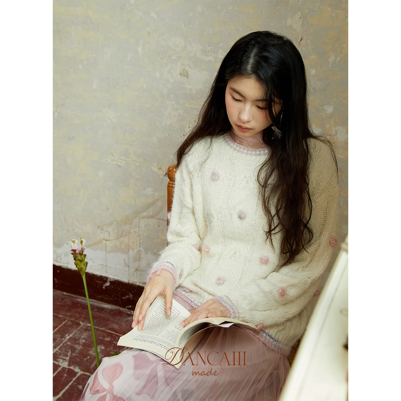 

Розовый вязаный свитер с шестиугольным узором, свободный крой, круглый вырез, модный женский трикотаж премиум-качества