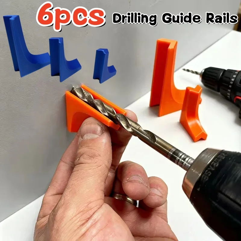 6Pcs Drilling Guide Rails,Drill Bit Guides,Vertical Square Positioning Tool,V-groove Fitting Design Home Improvement Accessories