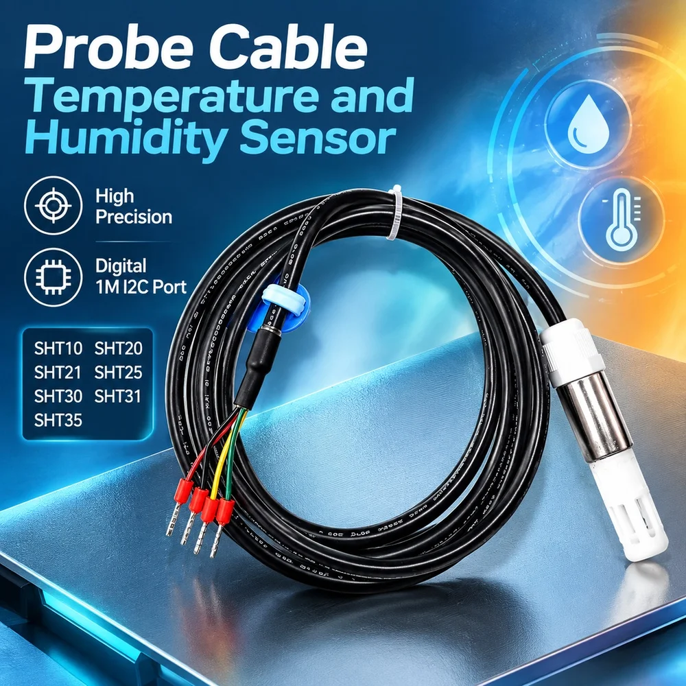 Probe Cable Temperature and Humidity Sensor High Precision Digital 1M I2C Port SHT10 SHT20 SHT21 SHT25 SHT30 SHT31 SHT35