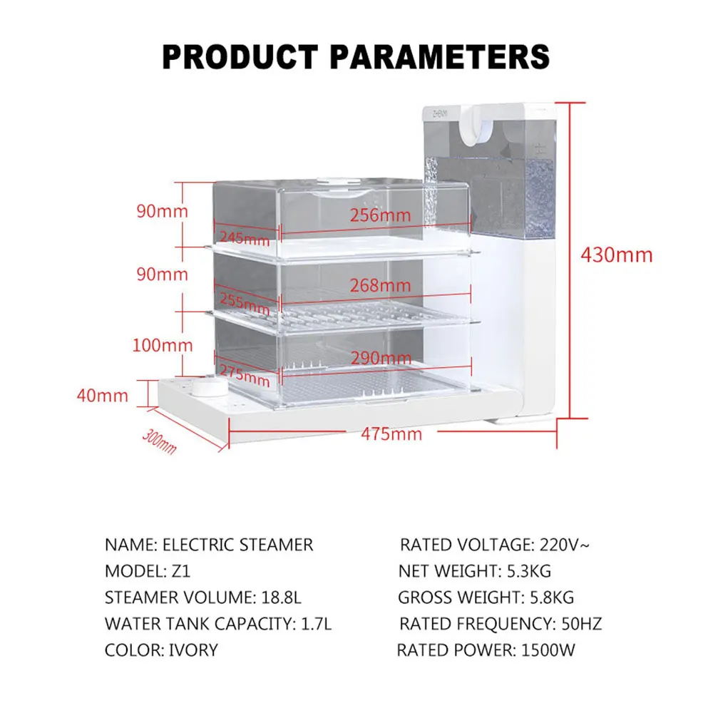 Cuiseur vapeur électrique pliable, transparent, multifonction, grande capacité, automatique, pour la cuisine, pour la maison