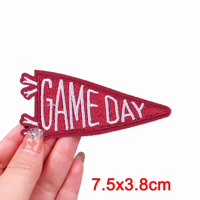 Sport Football Game Day Embroidered Patches American Football Pennant Cheerleader Iron On Patches For Clothes Game Day Patch view 4