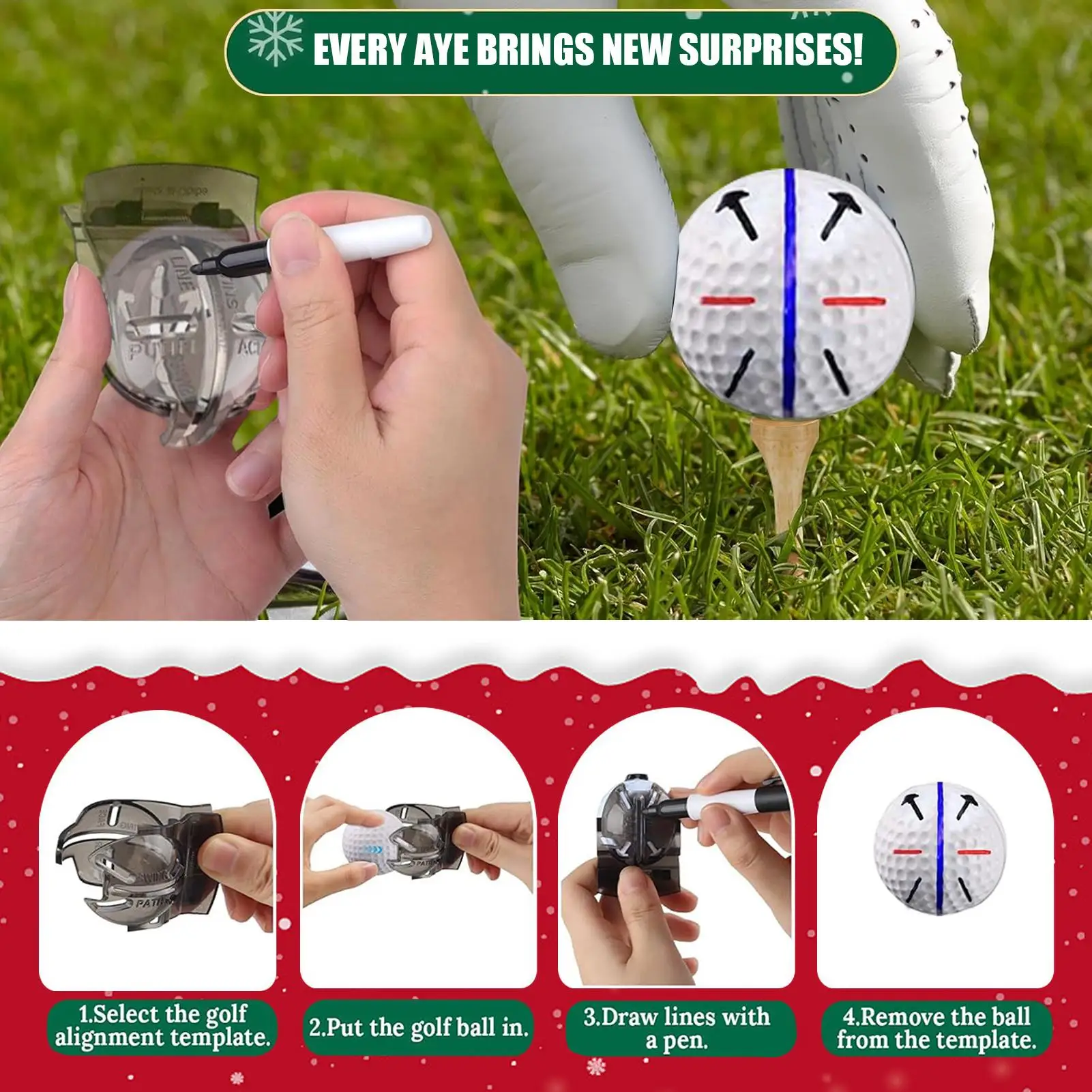 

Рождественский календарь обратного отсчета для гольфа, праздничные адвент-сувениры, 24-дневный рождественский обратный отсчет, аксессуары для гольфа для взрослых и семьи