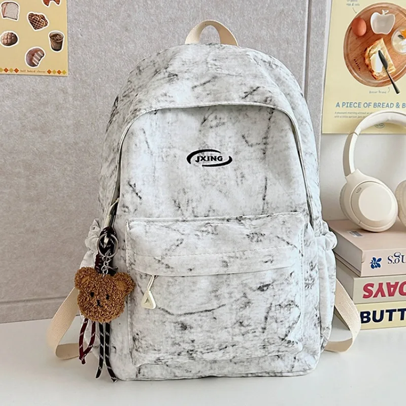 Casual Sewing Thread Solid Color Nylon Backpack Zipper Soft Versatile Large Capacity Interior Compartment Popular Schoolbags