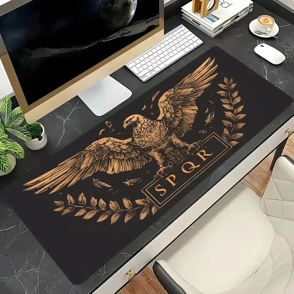 Golden Brown Black Desk Mat Desk Interior Office Accessories Mousepad Extended Pad Gaming Mats Setup Room Decoration Playmat