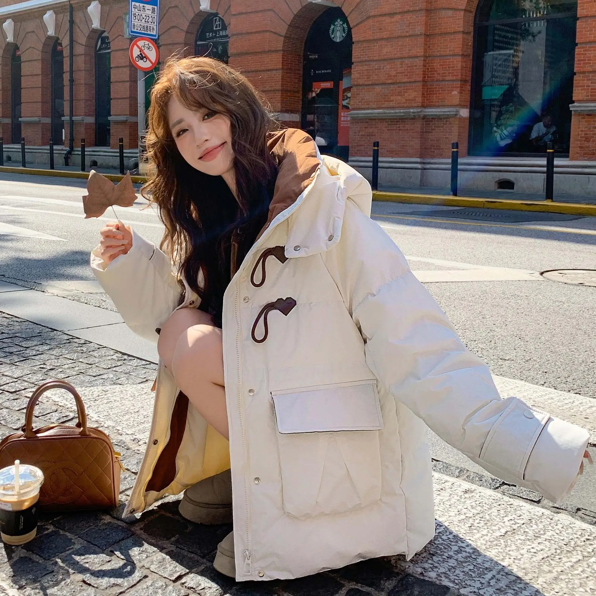 

Plus Size Maternity Long Coat Women 2025 New Retro Horn Button Down Parka Winter Warm​​
