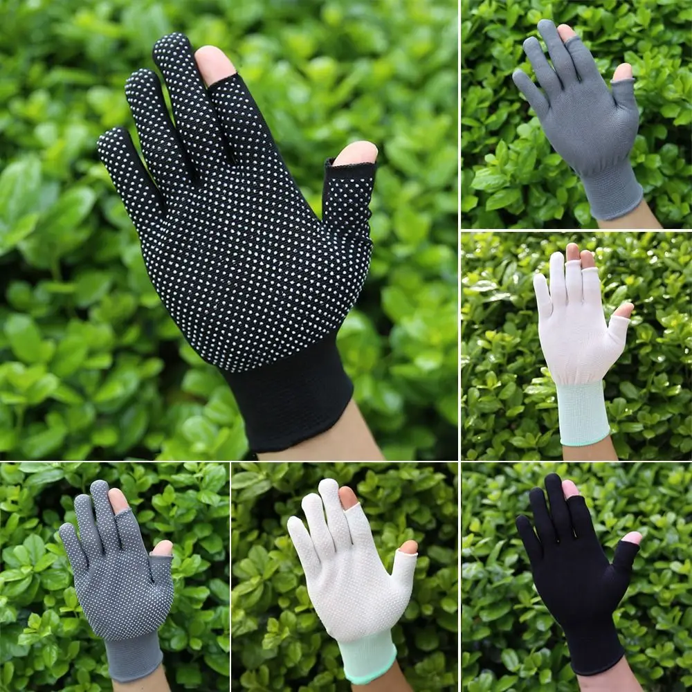 Sports/Biking Stretch Driving Gloves Wear Resistant Anti-Slip Fishing Gloves Open Two Finger Cycling Mittens Men/Women