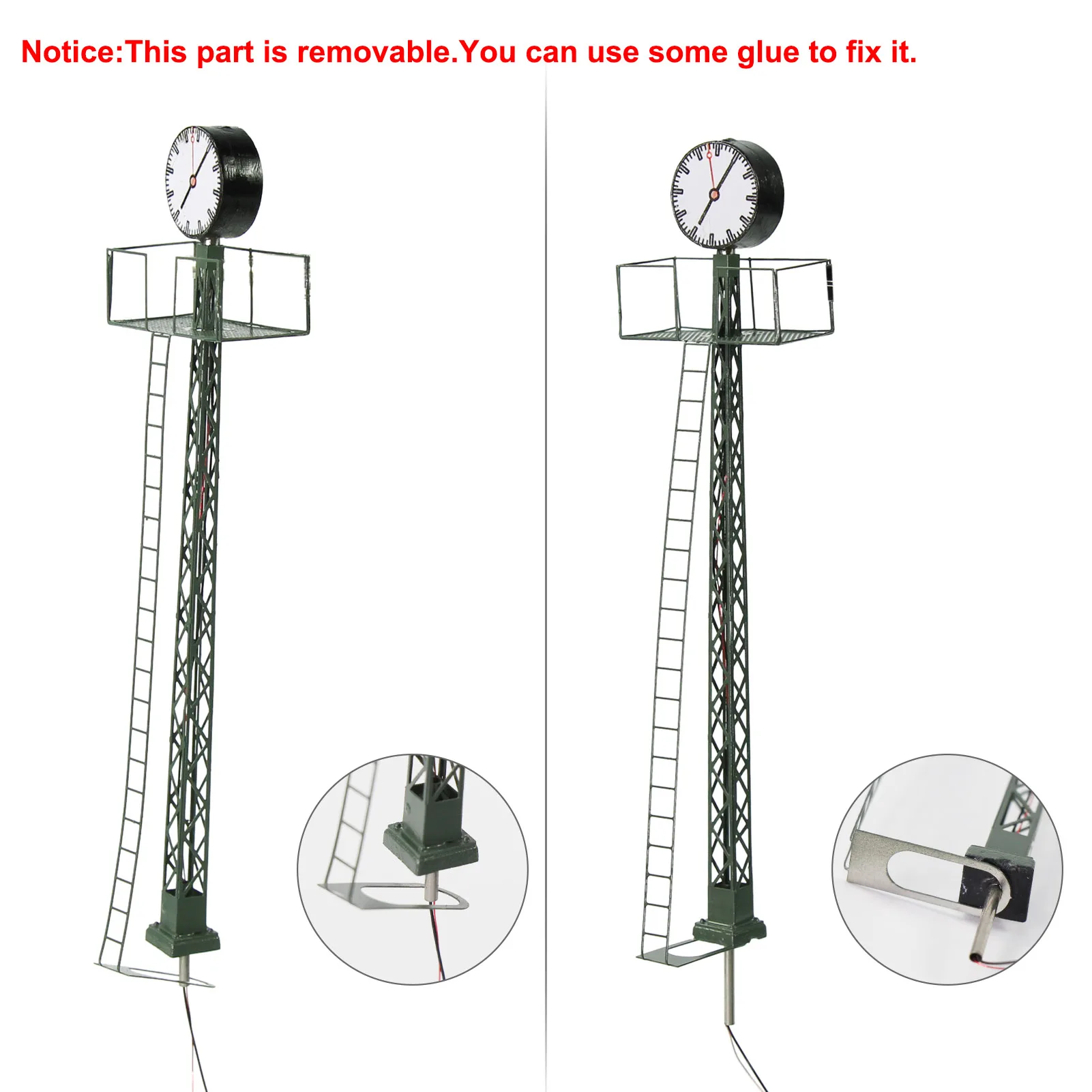 LQS61 Modelspoorlicht Platformklok op Lattice Mast Lamp Warm Wit N Schaal HO Schaal (pak van 1)