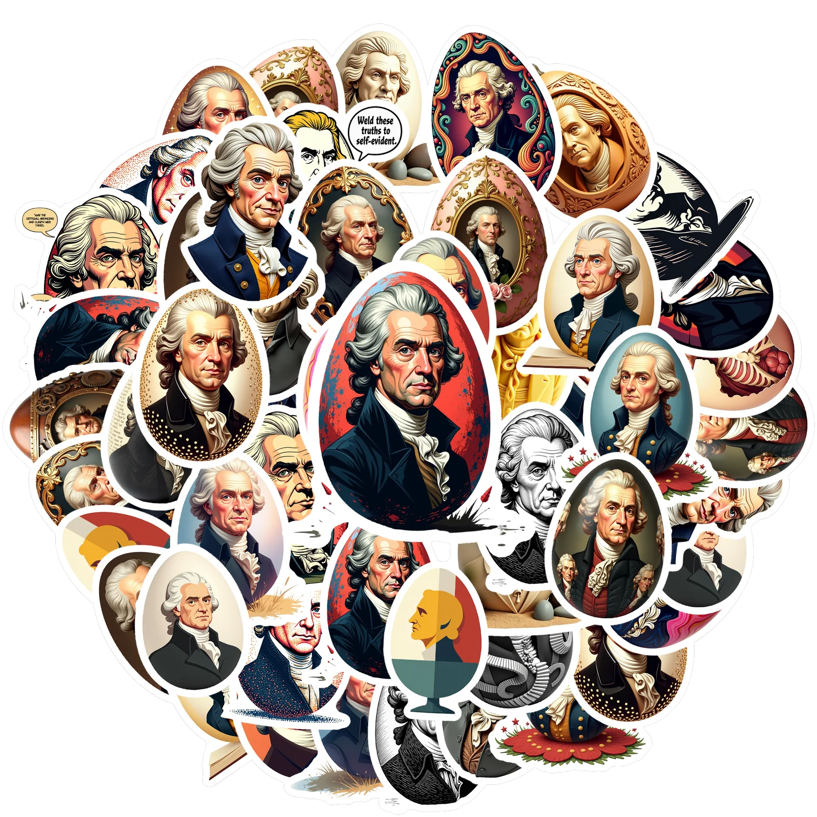 35pcs-70pcs Humorous Historical Figures Stickers Vintage Novelty Graffiti Decals Funny Stickers For Notebook Luggage Mobile