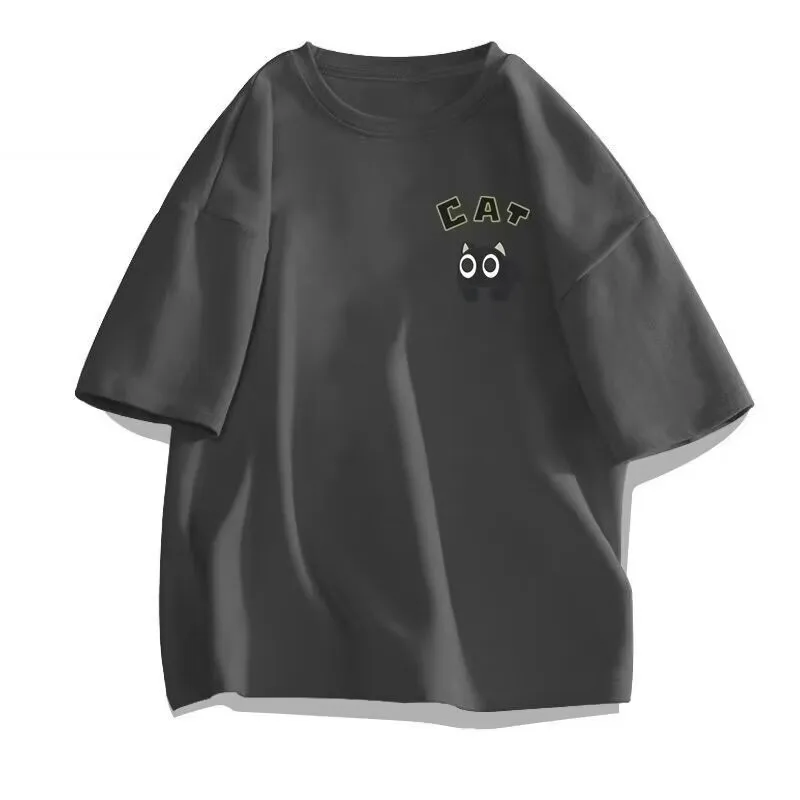 【 M-8XL 】 Summer Limited Edition Men's Oversized T-shirt Korean Casual Loose Style Anime Black Cat Print T-shirt image 4