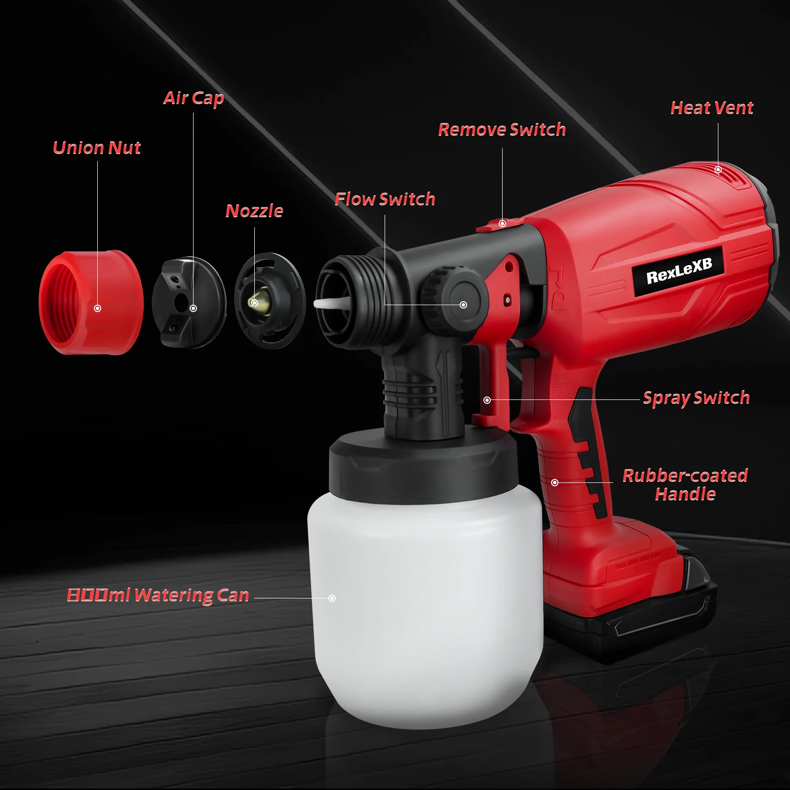 ミルウォーキー用コードレスハンドヘルド電気ペイントスプレーガン,200W,18vバッテリー,hvlp,3つの銅ノズル,バッテリーなし