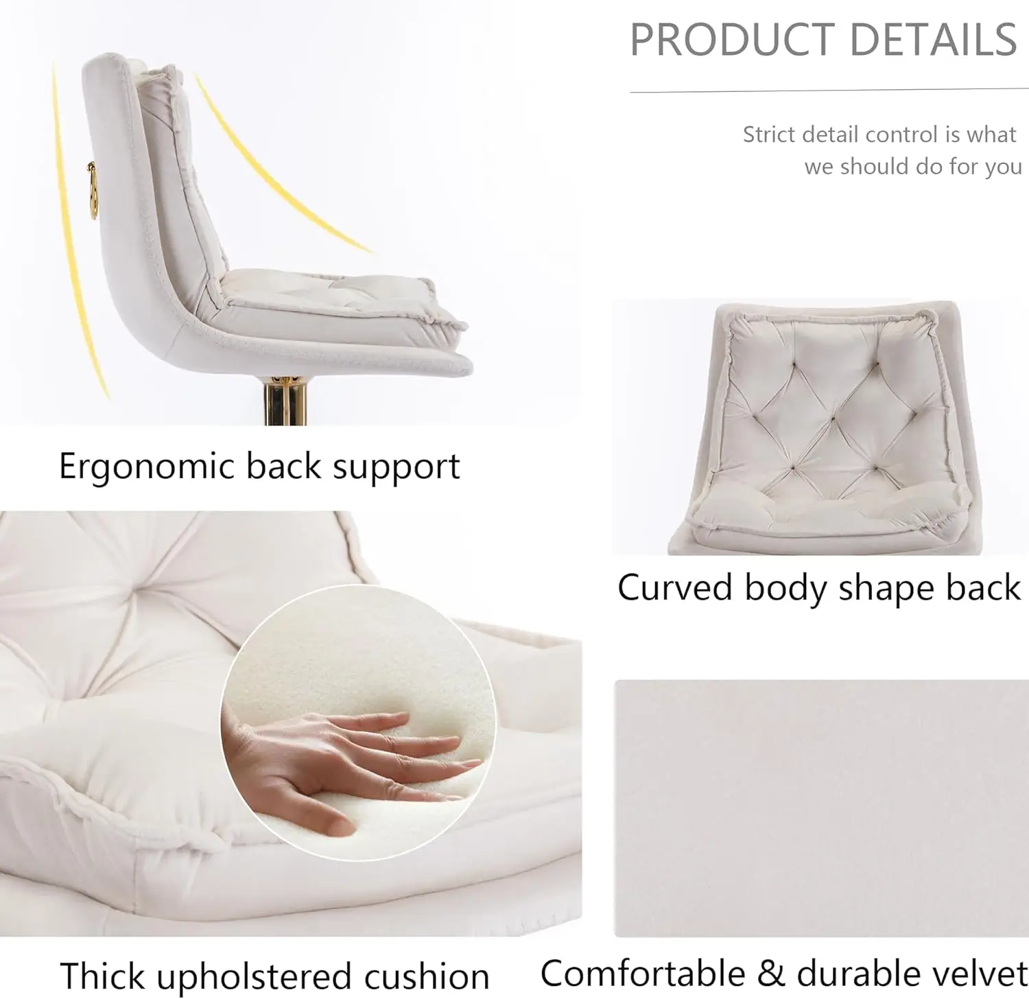 25-33 Inch Velvet Swivel Bar Stools Back, Velvet Upholstered Adjustable Bar Height Barstool Counter Height Stools Island Chairs