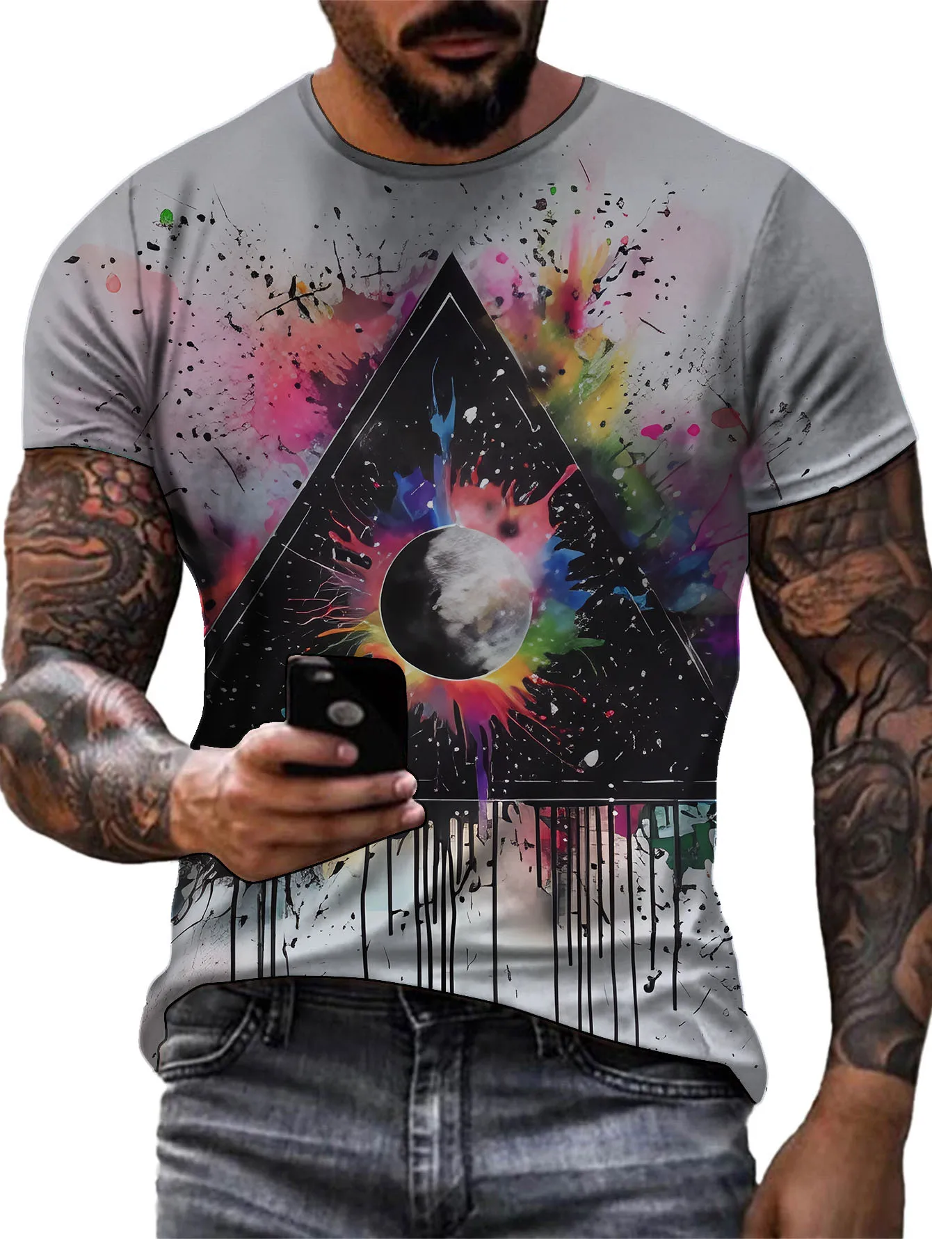 Color Splash Ink Drop Color 3D Graphic T Shirts Starry Sky Harajuku Style T-shirt Men And Women Fashion Casual Streetwear Tops