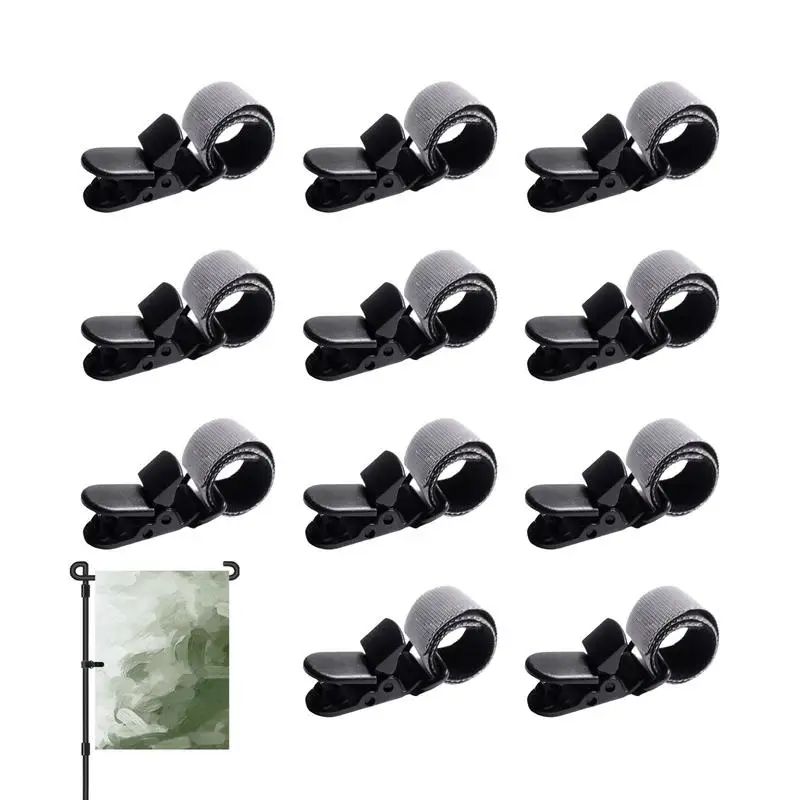 Yard Flag Clips 12 Pieces Flag Clips For Flagpole Adjustable Anti-Wind Clamps For Indoor Outdoor Garden Backyard Project