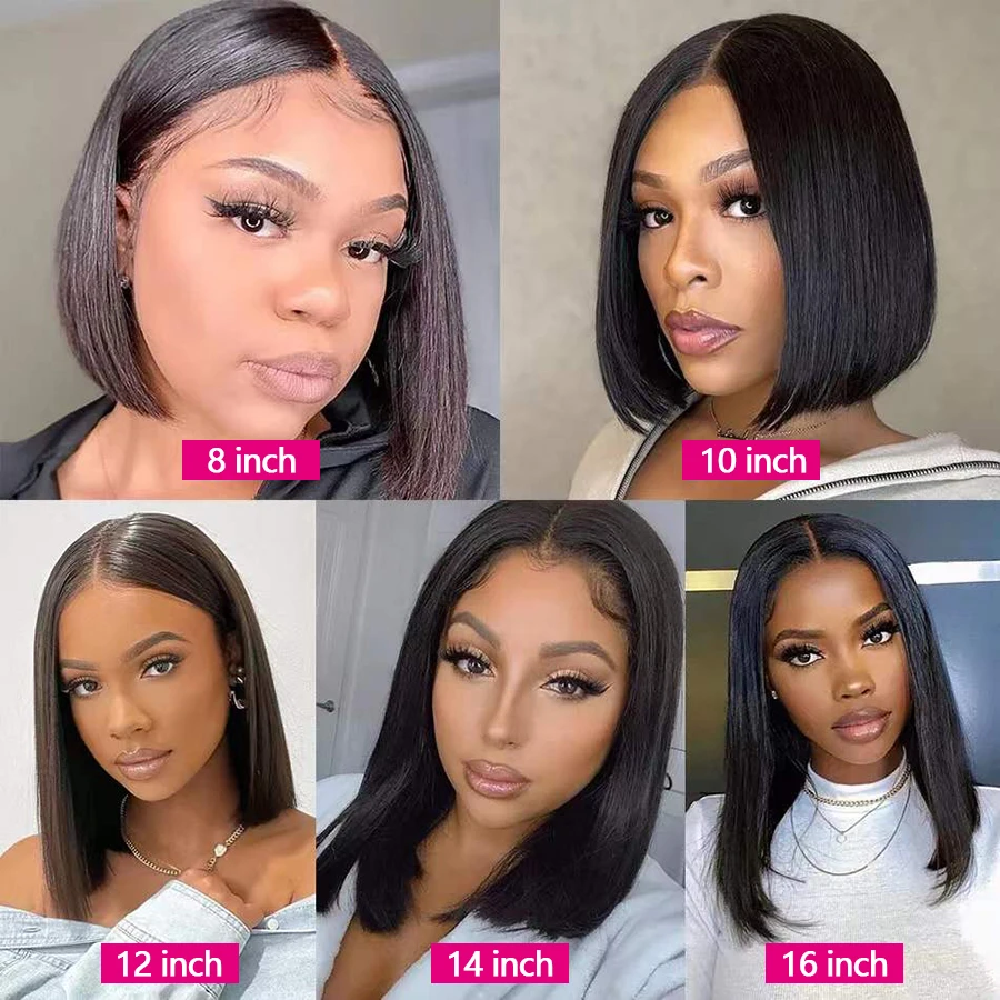 13x4 Short Human Hair Lace Frontal Wig Brazilian Human Hair Wigs Sale On Promotion Straight Bob Wig Transparent Lace Frontal Wig With Baby Hair 3