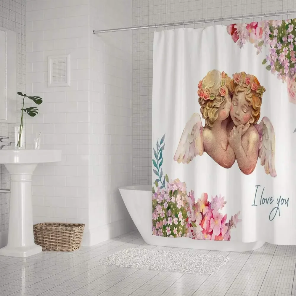 Cute Angels Cherub Bath Curtain Décor