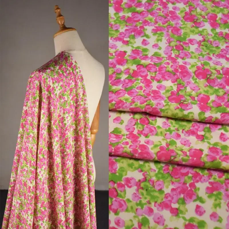 

Милый розовый зеленый маленький цветочный двойной креп шифоновая ткань мягкий весенне-летний материал для платьев рубашки детская одежда