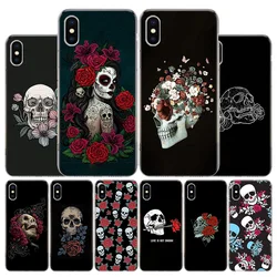 Floral Sugar Skull Phone Case For Apple iphone 16 15 14 13 12 11 Pro Max SE X XS XR 7 + 8 Plus Print Soft Cover Fundas 15 + 14 1