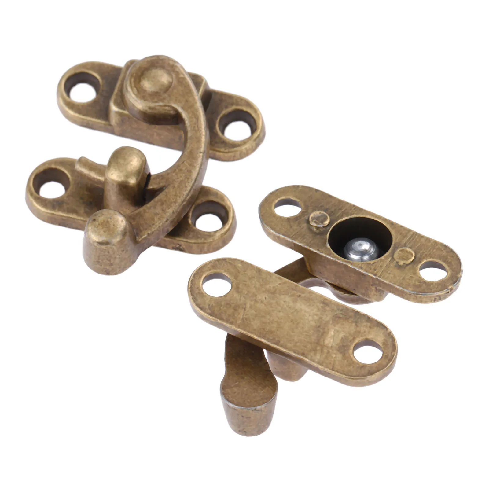 2Pcs 29x33mm Antique Bronze Horn Buckle Lock Decorative Latch Hasps Hook Wood Wine Jewelry Box Padlock