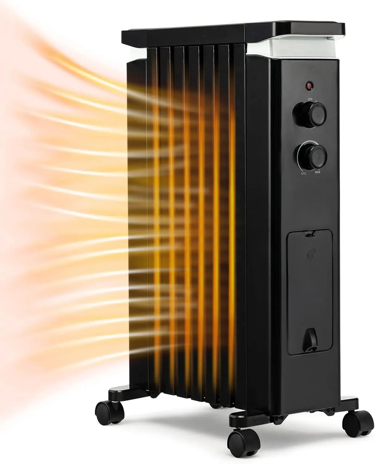 Oil Filled Radiator Heater, 1500W Electric Portable Space Heater with 3 Heat Settings and Built-In Thermostat, Oil Heate