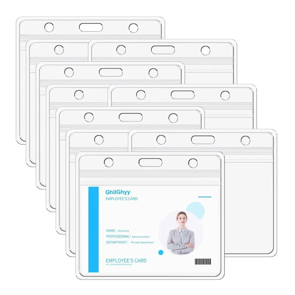 1PC PVC Sealed Card Sleeve Vertical/Horizontal Transparent Name Card Protector Cover Waterproof ID Card Badge Holder
