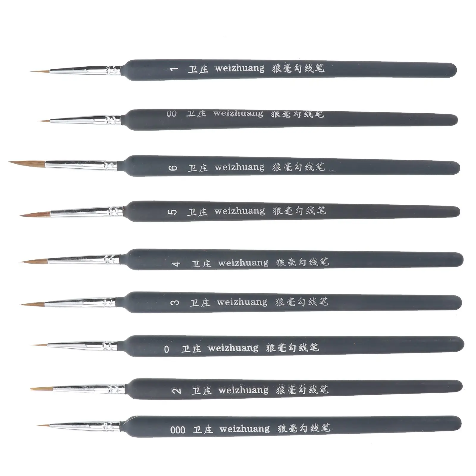 

9 Pcs Wolf Hair Paint Brushes Detailing Top Coat Long Handle Bamboo Suitable Oil Acrylic Watercolor Painting