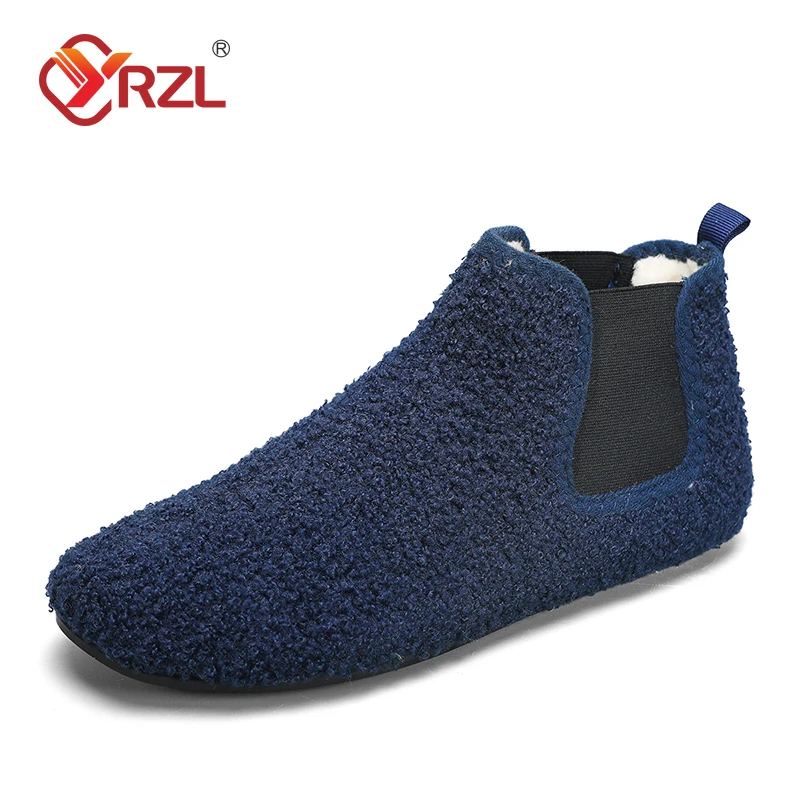 

YRZL Winter Warm Cotton Shoes Men Indoor Home Slipper Thin Bottom Plush Cotton Man Casual Shoes Soft Sole Anti-slip Slippers Man