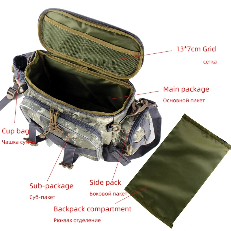 Multifunctional Waterproof Fishing Bag Outdoor Sports Waist Pack Fishing Lures Gear Storage Bag Single Crossbody Bags