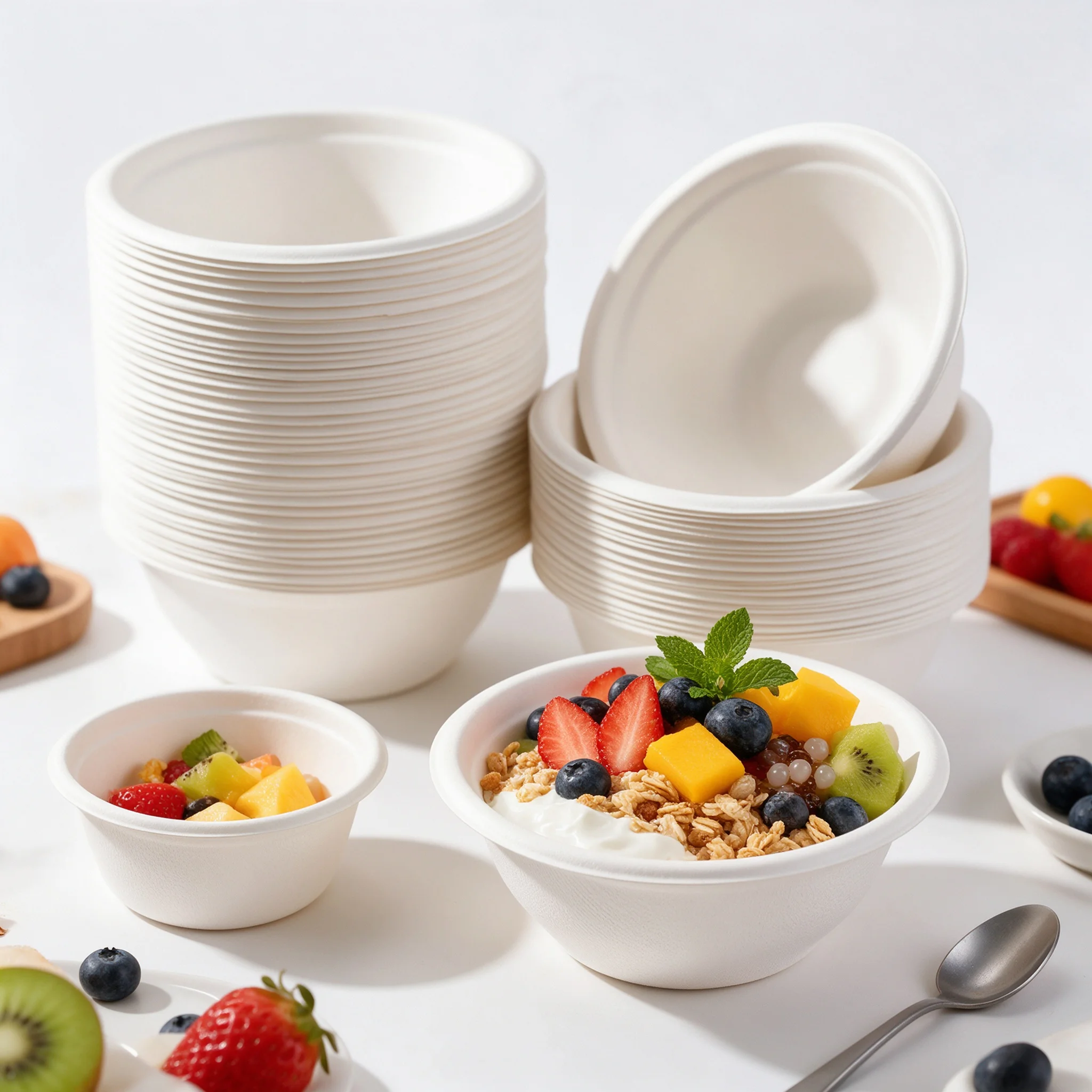 50Pcs 16oz Disposable Sugarcane Plates, Eco-friendly Bagasse Paper Plates, Unbleached & Biodegradable for Party, Picnic, Camping