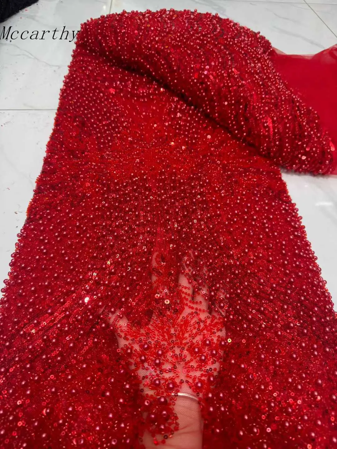 

Nigerian Beaded Embroidery Lace 2026 High Quality French Net Sequins Tulle African Lace Fabric for Luxury Wedding Party Women