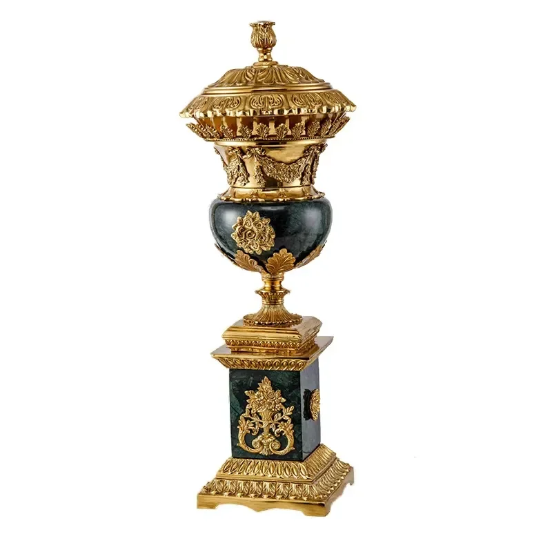Fengshui Art & Collectible Exquisite Handcrafted Brass Carved Pattern Decoration Marble Arab Censers