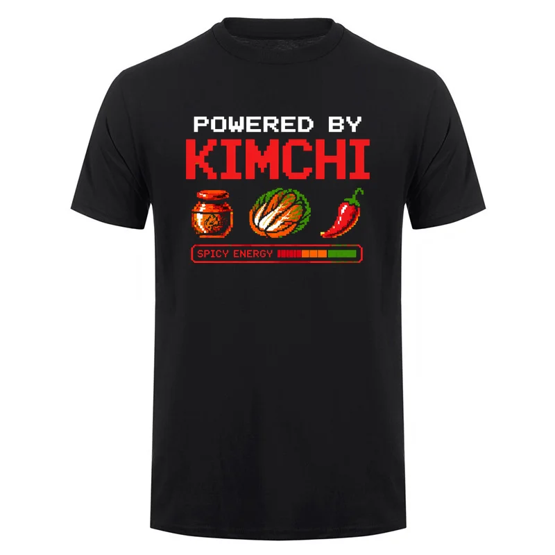 Fashion Powered By Kimchi T Shirt Korean Culture K Food Fan Shirt Gift Graphic Tee Casual Streetwear Clothing DA-117