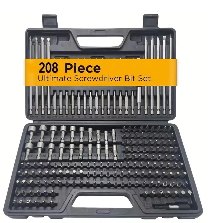 

208PCS Screwdriver Bit Set, High Carbon Steel & Chrome Vanadium Steel, Security Bits Included, Professional Screw Tool Kit Box