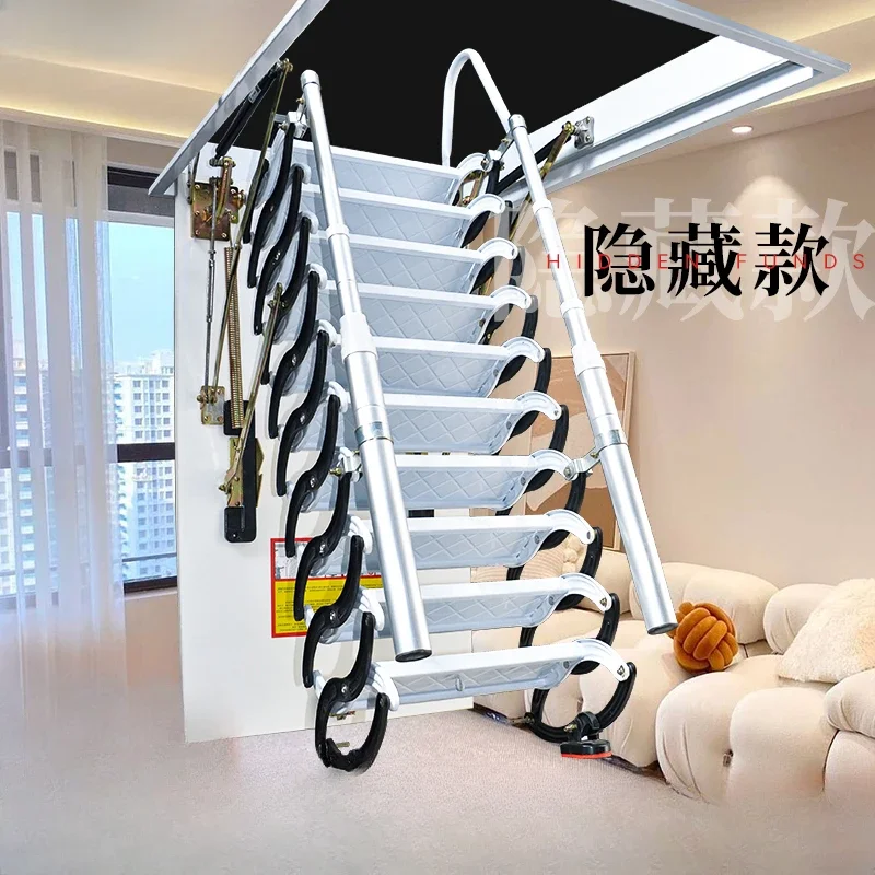 Attic telescopic stairs Indoor household lift ladder Attic electric remote control stairs