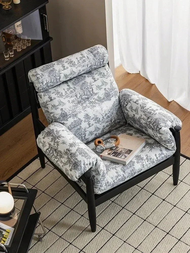 Y Wabi single sofa chair French retro home designer bed and breakfast ash wood leisure, back chair