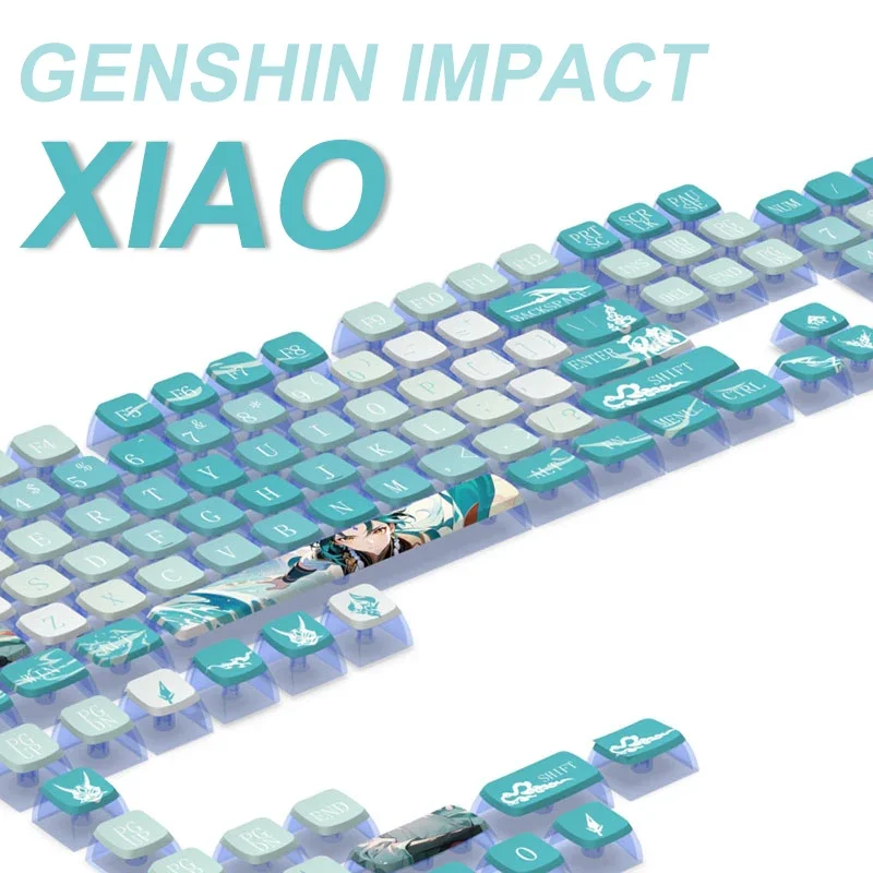 

125Key колпачки для клавиш Genshin Impact Xiao Hutao Beelzebul нахида пудинговые колпачки с прозрачной подсветкой для Asx игровой колпачок