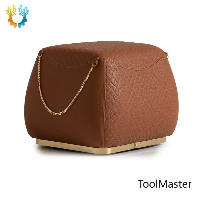 

[2026]Creative Light Luxury Square Leather Sofa Chair Portable Living Room Footstool Shoe Stool Checkered Leather Stool