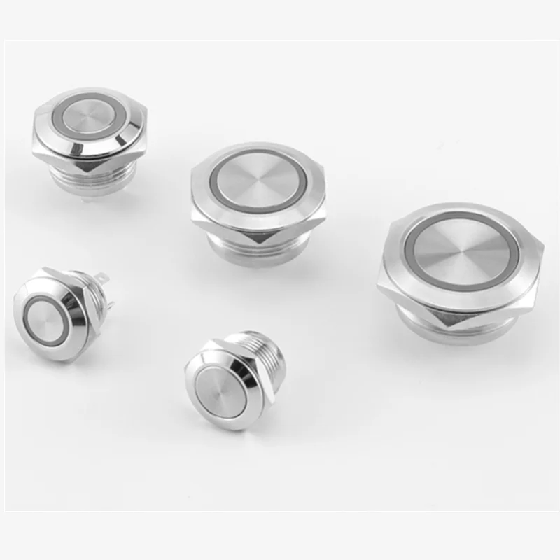 Short Touch Push Button 12/16/19/22MM Momentary Tact Switch Led Auto Reset Button with LED Lignt Metal Switch Waterproof