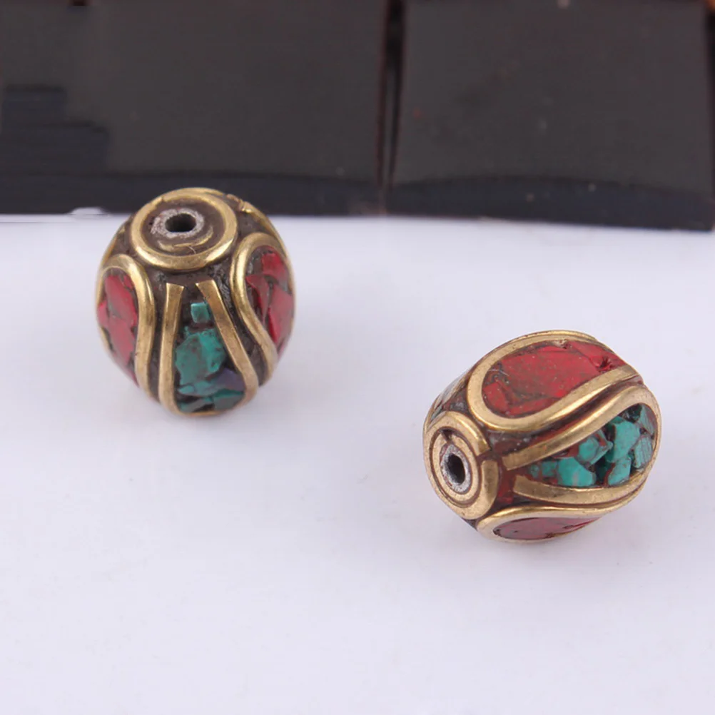 10pcs Nepal Handmade Spacer Beads Copper Spacer Beads Hole Beads for Jewelry Making (496-Y10267)