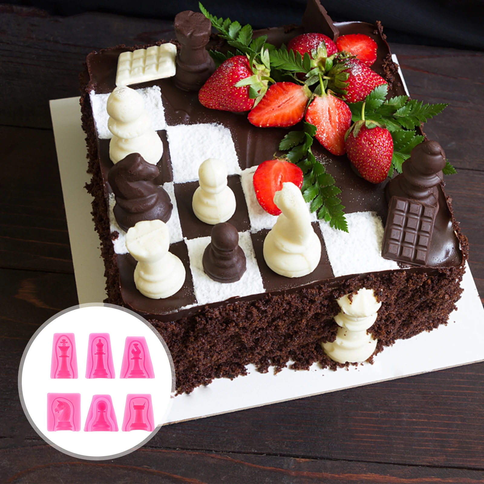

6 PCS/Set Chess Mold Silicone Cake Baking Molds Chocolate Candies Girl